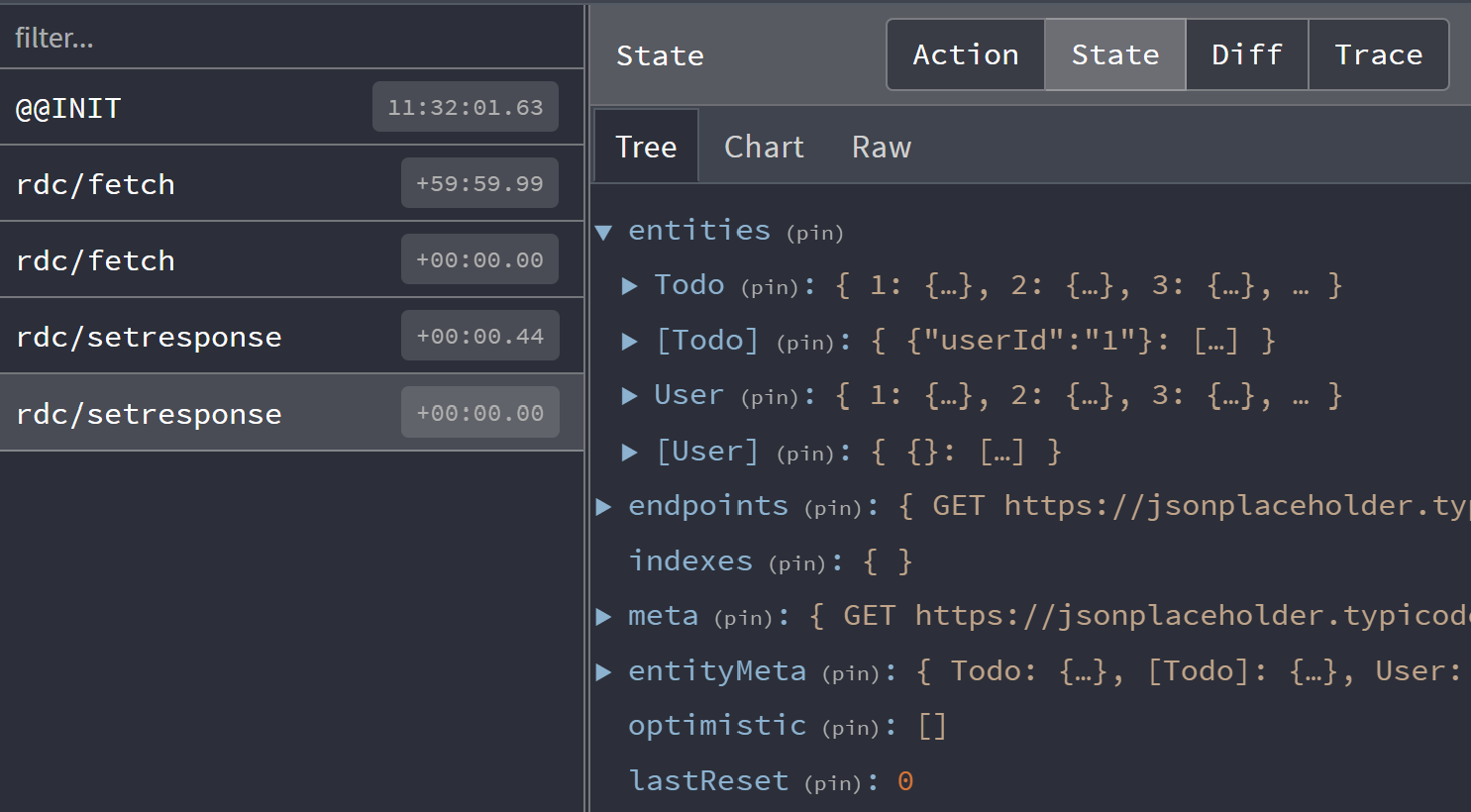 Inspector de estado de Reactive Data Client devtools Inspector de estado de las herramientas de desarrollo
